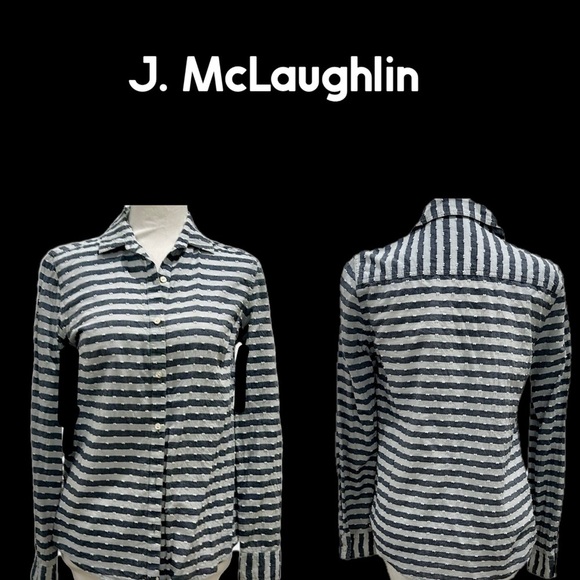 J. McLaughlin Button Down Striped Blouse - Picture 2 of 13